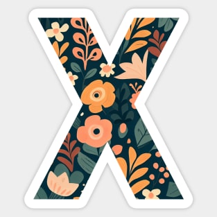 Whimsical Floral Letter X Sticker